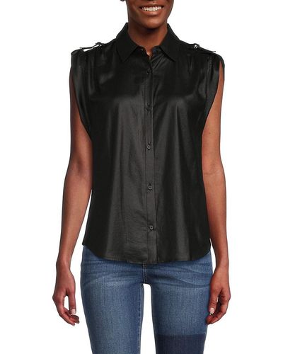 DKNY Roll Tab Sleeve Shirt - Black
