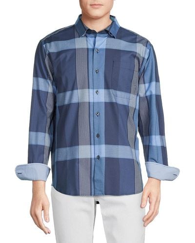 Tommy Bahama Lazlo Lux Grande Striped Silk Blend Shirt - Blue