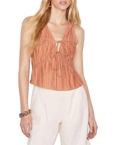 FRAME Sleeveless Cinched Crinkled Top - White