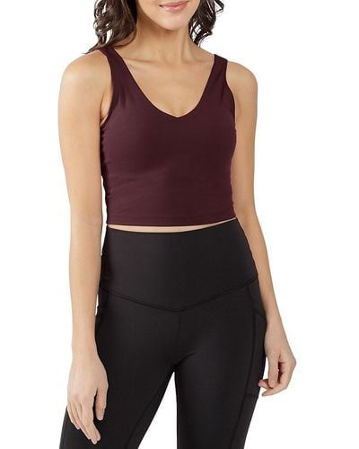 90 Degrees Cropped Tank Top With Support Inside Bra - Red