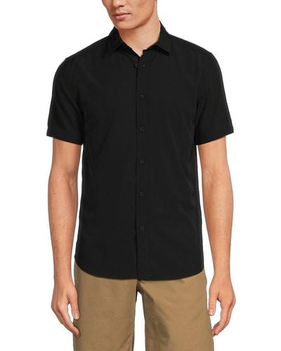 Kenneth Cole Short Sleeve Button Down Shirt - Black