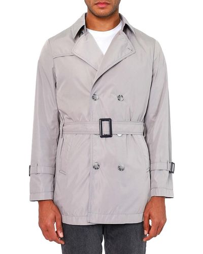 VELLAPAIS Drelux Bellagio Belted Trench Coat - Gray