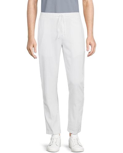 Saks Fifth Avenue Drawstring Linen Blend Pants - White