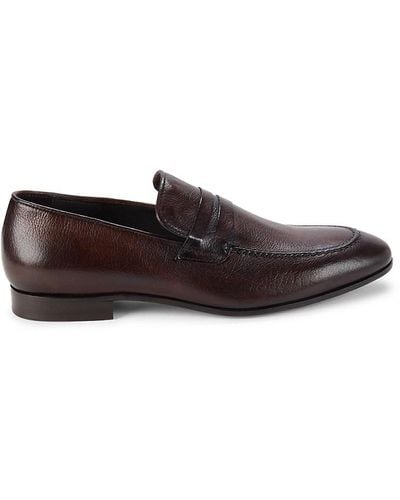 Saks Fifth Avenue Leather Penny Loafers - Brown