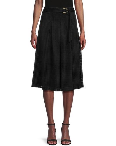 Donna Karan Lattice Waffle Lace Midi Skirt - Black