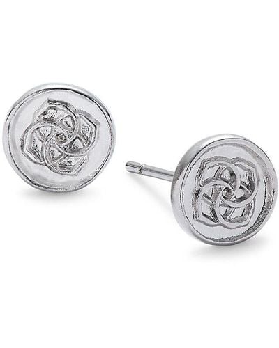Kendra Scott Dira Coin Rhodium Plated Stud Earrings - Metallic