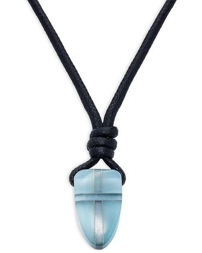 Tateossian Wax Cord & Stainless Steel Pendant Necklace - Blue