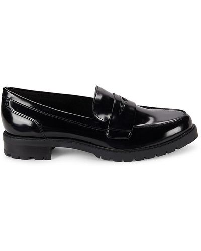 Nine West Naveen Apron Toe Penny Loafers - Black