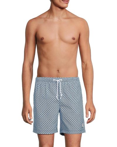 Original Penguin Print Swim Shorts - Blue