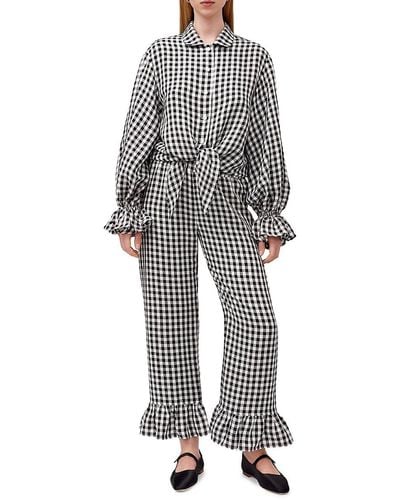 Sleeper '2-Piece Rumba Linen Gingham Pyjama Set - Grey