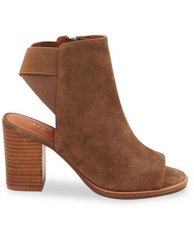 Andre Assous Zazie Peep Toe Leather Booties - Brown