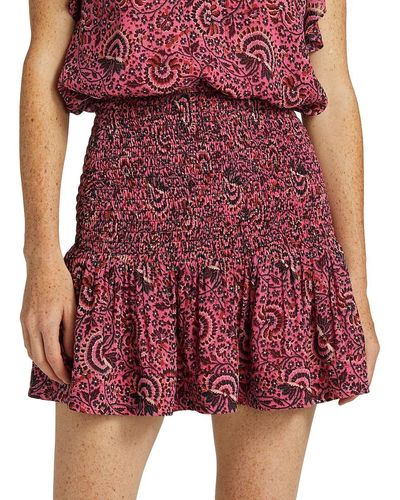 A.L.C. Kade Smocked Mini-skirt - Red