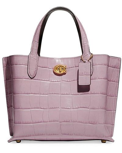 COACH Willow 24 Croc-embossed Leather Tote - Purple