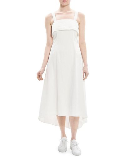 Theory Linen Blend Midi Dress - White