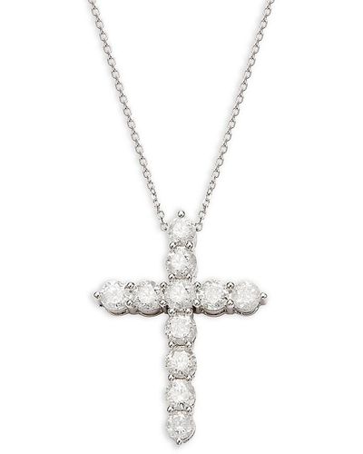 Saks Fifth Avenue 14k White Gold & 3 Tcw Diamond Cross Pendant Necklace
