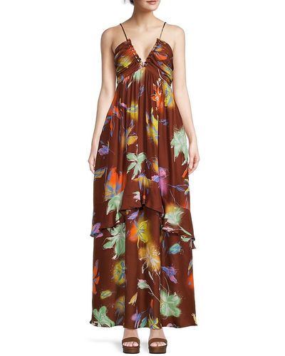 Tanya Taylor Julissa Floral Pleated Maxi Dress - Multicolour