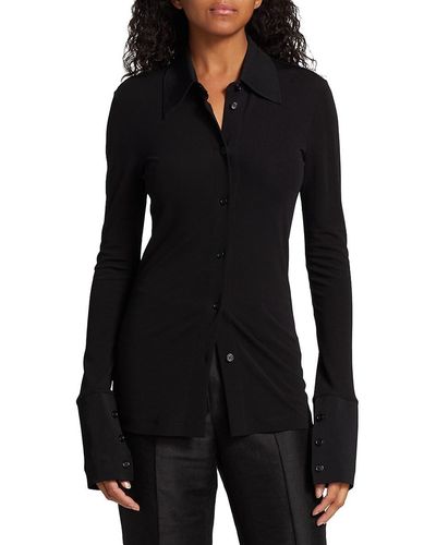 Helmut Lang Fitted Button Front Shirt - Black