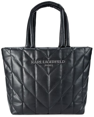 Karl Lagerfeld Voyage Logo Quilted Tote - Black