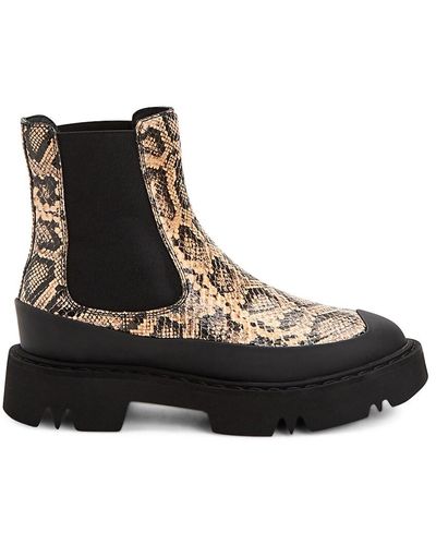 Aquatalia Holly Snake-print Leather Pull-on Hiking Boots - Black