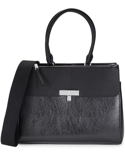 Calvin Klein Becky Faux Leather Top Handle Bag - Black