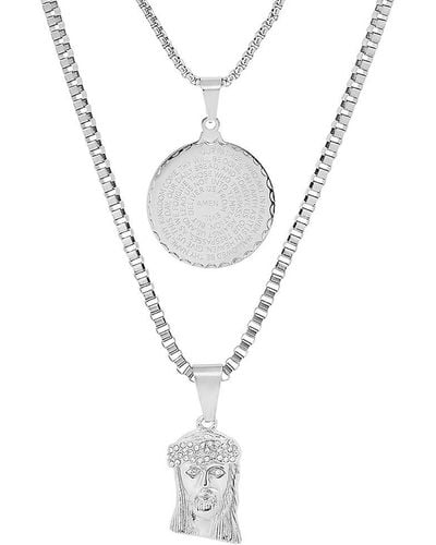 Anthony Jacobs 18k Goldplated Stainless Steel & Simulated Diamond Layered Pendant Necklace - Metallic