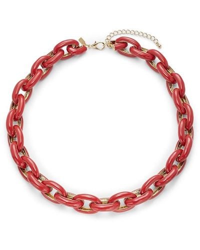 Kenneth Jay Lane Goldplated Enamel Link Chain Necklace - Red