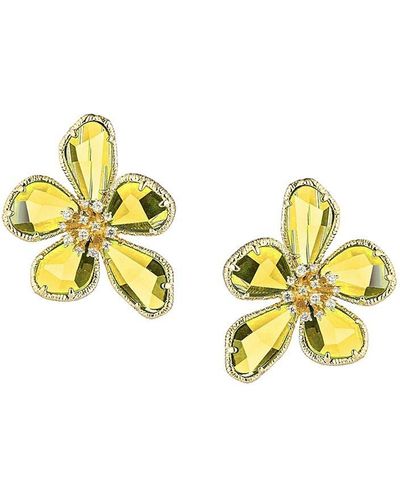 Eye Candy LA Natalia Goldplated & Cubic Zirconia Floral Stud Earrings - Metallic