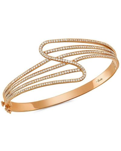 Hueb Wave 18k Rose Gold & 1.31 Tcw Diamond Cuff Bracelet - White