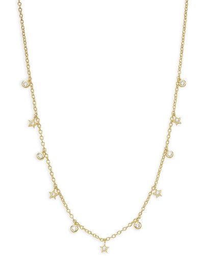 Lafonn Classic 18k Goldplated Sterling Silver & 0.42 Tcw Simulated Diamond Charm Necklace - Natural
