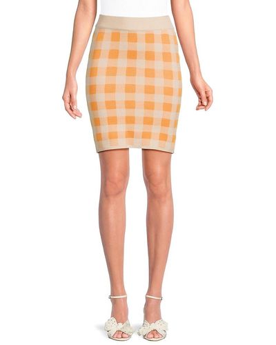 Vero Moda Mudele High Waist Check Mini Skirt - Orange