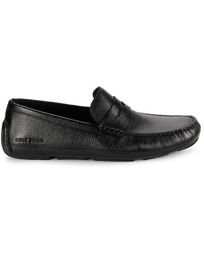Cole Haan Wyatt Moc Toe Penny Driving Loafers - Black