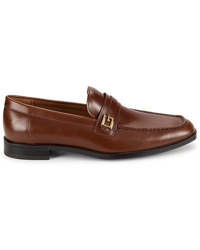 Guess M-Hendle Logo Moc Toe Loafers - Brown