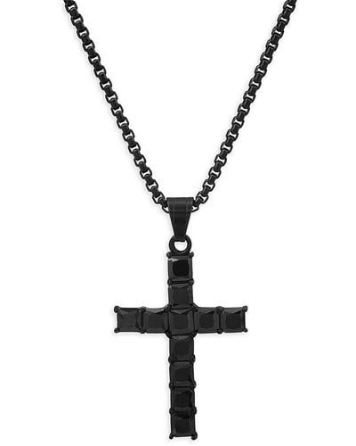 Anthony Jacobs Ip Stainless Steel & Simulated Diamonds Cross Pendant Necklace - Metallic