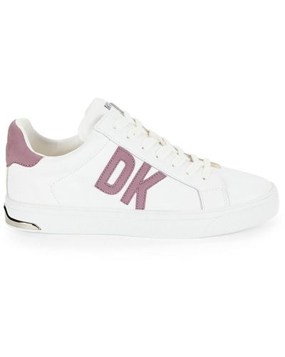 DKNY Abeni Logo Leather Trainers - Pink