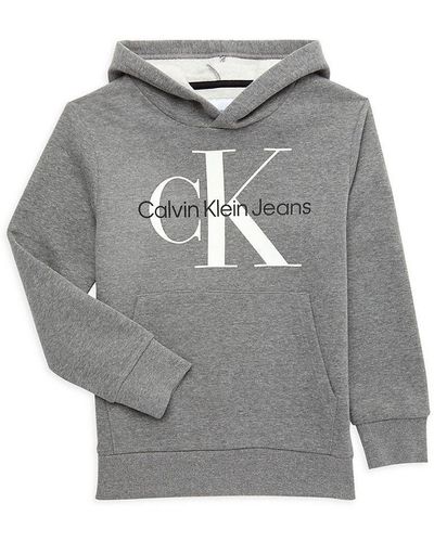 Calvin Klein Boy's Old School Logo Hoodie - Gray