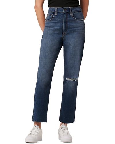 Hudson Jeans Kass Straight Fit High Rise Distressed Jeans - Blue