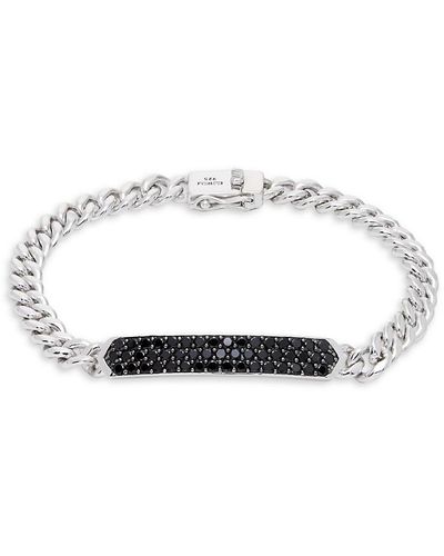 Effy 925 Sterling Silver & Black Spinel Bar Pendant Chain Bracelet - White
