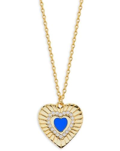 Argento Vivo 18k Goldplated Sterling Silver, Cubic Zirconia & Enamelled Heart Pendant Necklace - White