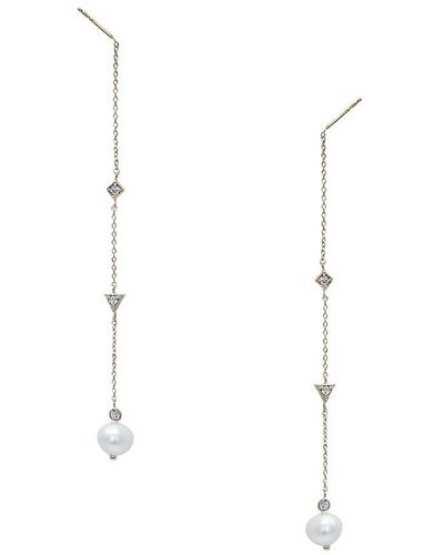 Anzie 14k Yellow Gold, 6mm Freshwater Pearl & Diamond Drop Earrings - White