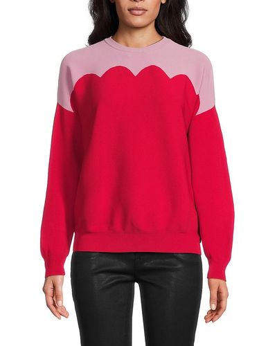 Valentino Scalloped Print Sweater - Red