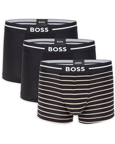 BOSS 3-pack Striped Trunks - Black
