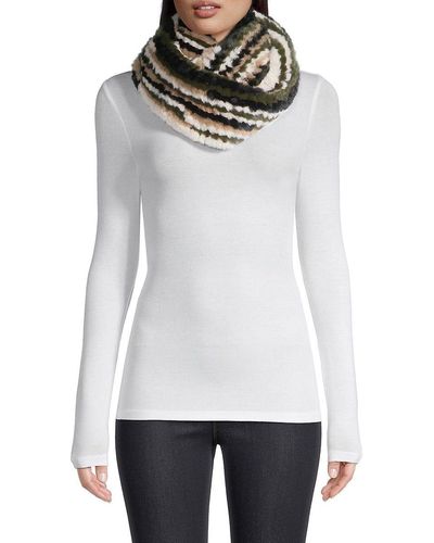 Jocelyn Multicolor Knit Faux Fur Infinity Scarf - White