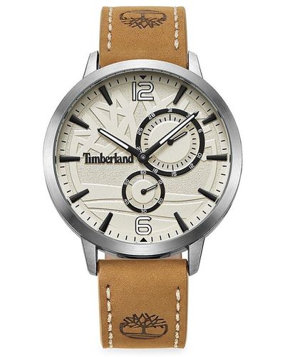 Timberland Dress Sport 44Mm Stainless Steel & Leather Strap Watch - Metallic