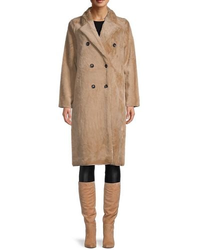 Magaschoni Double-breasted Faux Fur Coat - Natural