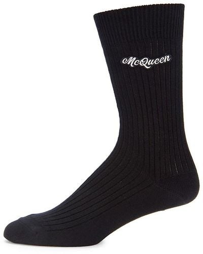 Alexander McQueen Logo Ribbed Crew Socks - Black