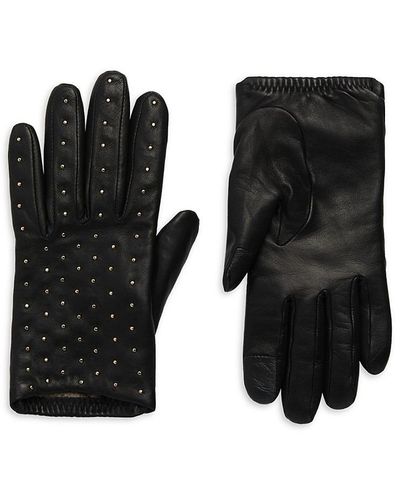 Agnelle Irene Studded Leather Gloves - Black