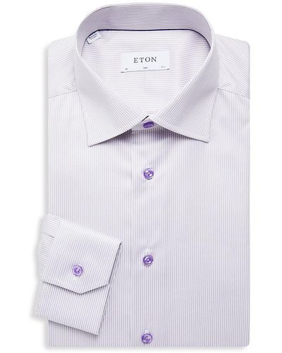 Eton Slim Fit Striped Dress Shirt - White