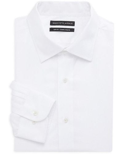 Saks Fifth Avenue Slim Fit Solid Dress Shirt - White