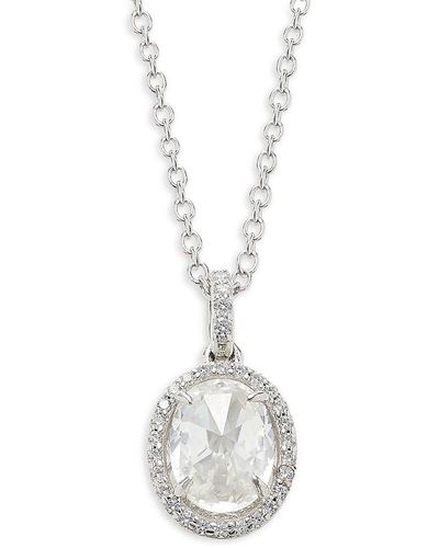 Lafonn Classic Platinum-plated Sterling Silver & Simulated Diamond Pendant Necklace/18" - White