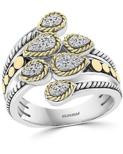 Effy Sterling, 18K & 0.17 Tcw Diamond Ring - Metallic